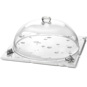 Marble cloche "Mouse Feast" with silver